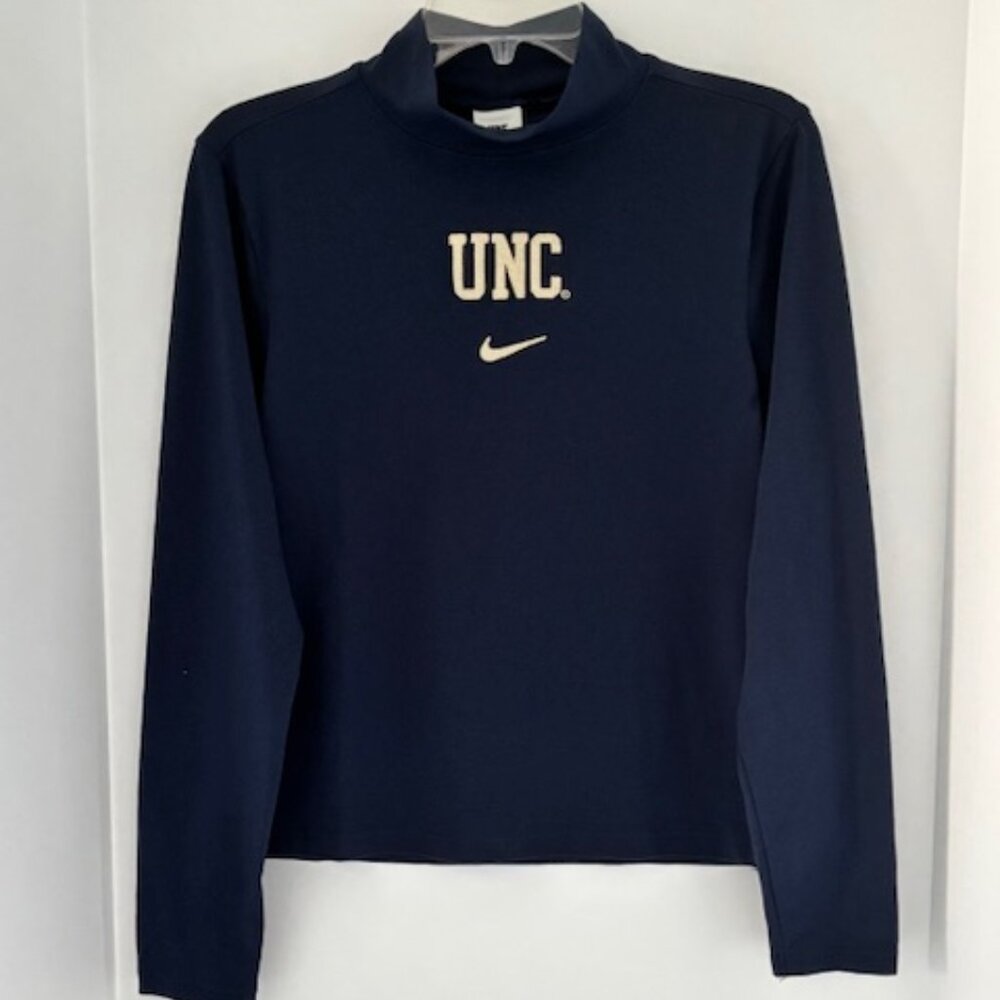 Nike UNC Carolina L Tar Heels Navy Long Sleeve Tight Fit Active Collegiate